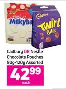 Cadbury Or Nestle Chocolate Pouches Assorted-90g-120g Each