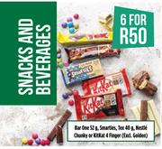 Bar One 52g, Smarties, Tex 40g, Nestle Chunky Or KitKat 4 Finger (Excl. Golden)-For 6