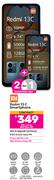 2 x Redmi 13C Smartphone-On Red Flexi 150 + On Promo 80