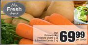 Impi Potatoes 4kg, Freshline Onions 2kg & Freshline Carrots 3kg-Per Combo