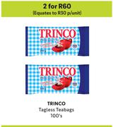 Trinco Tagless Teabags-For 2 x 100's