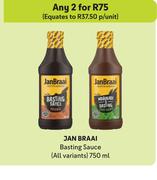 Jan Braai Basting Sauce (All Variants)-For Any 2 x 750ml