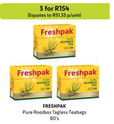 Freshpak Pure Rooibos Tagless Teabags-For 3 x 80's
