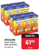 Infacare Fruit Juice (All Variants)-6 x 200ml Each