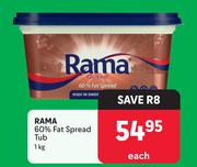 RAMA 60% Fat Spread Tub-1Kg Each
