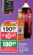 Richelieu Brandy 750ml & Coca Cola 2.25L-Per Combo