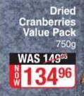 Lifestyle Food Dried Cranberries Value Pack-750g