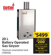 Totai 20L Battery Operated Gas Geyser