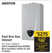 Ariston Fast Evo Gas Geyser 16L/Min