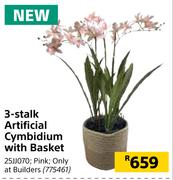 3 Stak Artificial Cymbidium With Basket