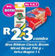 Blue Ribbon Classic Brown Sliced Bread 700g + Iwisa Mageu 1Ltr-For Both