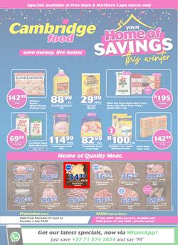 Cambridge Food Free State & Northern Cape : Home Of Savings (25 June - 7 July 2020), page 1