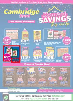 Cambridge Food Free State & Northern Cape : Home Of Savings (25 June - 7 July 2020), page 1