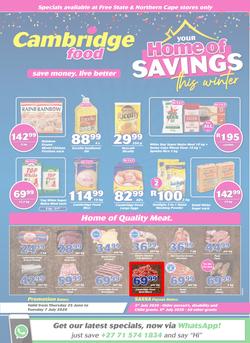 Cambridge Food Free State & Northern Cape : Home Of Savings (25 June - 7 July 2020), page 1