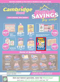 Cambridge Food Free State & Northern Cape : Home Of Savings (25 June - 7 July 2020), page 1