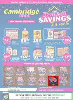 Cambridge Food Free State & Northern Cape : Home Of Savings (25 June - 7 July 2020), page 1