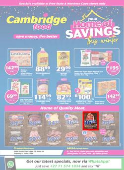 Cambridge Food Free State & Northern Cape : Home Of Savings (25 June - 7 July 2020), page 1