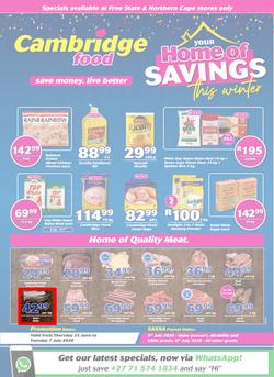 Cambridge Food Free State & Northern Cape : Home Of Savings (25 June - 7 July 2020), page 1