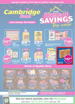 Cambridge Food Free State & Northern Cape : Home Of Savings (25 June - 7 July 2020), page 1