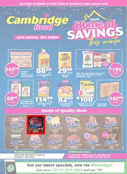 Cambridge Food Free State & Northern Cape : Home Of Savings (25 June - 7 July 2020), page 1