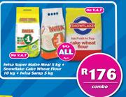 Iwisa Super Maize Meal 5 Kg + Snowflake Cake  Wheat Flour 10Kg+ Iwisa Samp 5Kg Combo-For All 