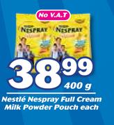Nestle Nespray Full Cream Milk Powder Pouch-400g Each
