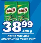 Nestle Milo Malt Energy Drink Pouch-400g Each