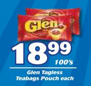 Glen Tagless Teabags Pouch-100's Each