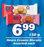 Henro Creams Biscuits Assorted-150g Each