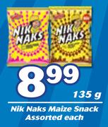 Nik Naks Maize Snack Assorted-135g Each