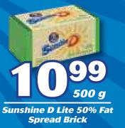 Sunshine D Lite 50% Fat Spread Brick-500g