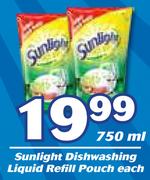 Sunlight Dishwashing Liquid Refill Pouch-750ml Each