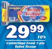 Cambridge Food 1 Ply Toilet Tissue-10's Pack