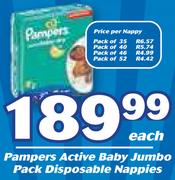 Pampers Active Baby Jumbo Pack Disposable Nappies-Each