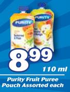 Purity Fruit Puree Pouch Assorted-110ml Each