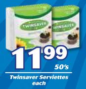 Twinsaver Serviettes-50's Each