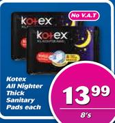 Kotex All Nighter Thick Sanitary Pads-8's Pack Each