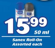 Sanex Roll On Assorted-50ml Each
