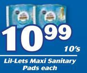 Lil-Lets Maxi Sanitary Pads-10's Pack Each