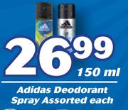 Adidas Deodorant Spray Assorted-150ml Each