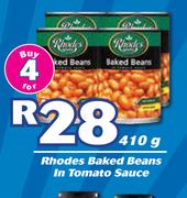 Rhodes Baked Beans In Tomato Sauce-4 x 410g