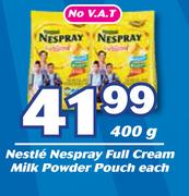 Nestle Nespray Full Cream Milk Powder Pouch-400g Each