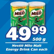 Nestle Milo Malt Energy Drink Can-500g Each