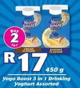 Yogo Boost 3 In 1 Drinking Yoghurt Assorted-2 x 450g