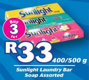 Sunlight Laundry Bar Soap Assorted-3 x 400/500g