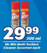 Mr Min Multi Surface Cleaner Assorted-300ml Each
