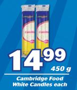 Cambridge Food White Candles-450g Each