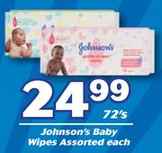 Johnson's Baby Wipes Assorted-72's Each