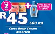 Clere Body Cream Assorted-2x500ml