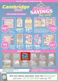 Cambridge Food Tembisa : Home Of Savings (25 June - 7 July 2020), page 1